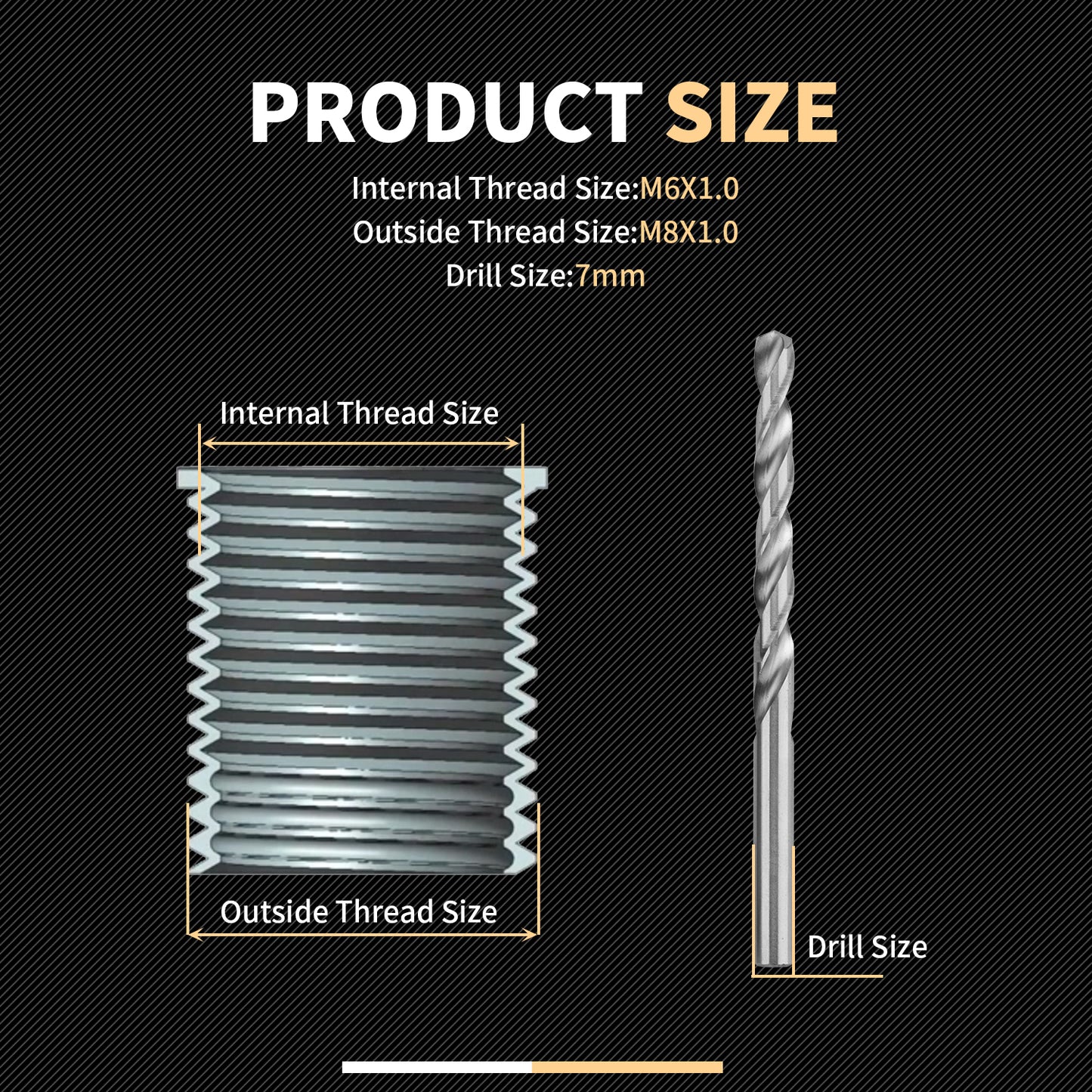 SENNMONN M6X1.0 Thread Repair Kit with 9.4mm Insert HSS Drill, Tap, Installation Driver, Counterbore, Stainless Steel Insert M6X1.0X9.4mmX10 PCS