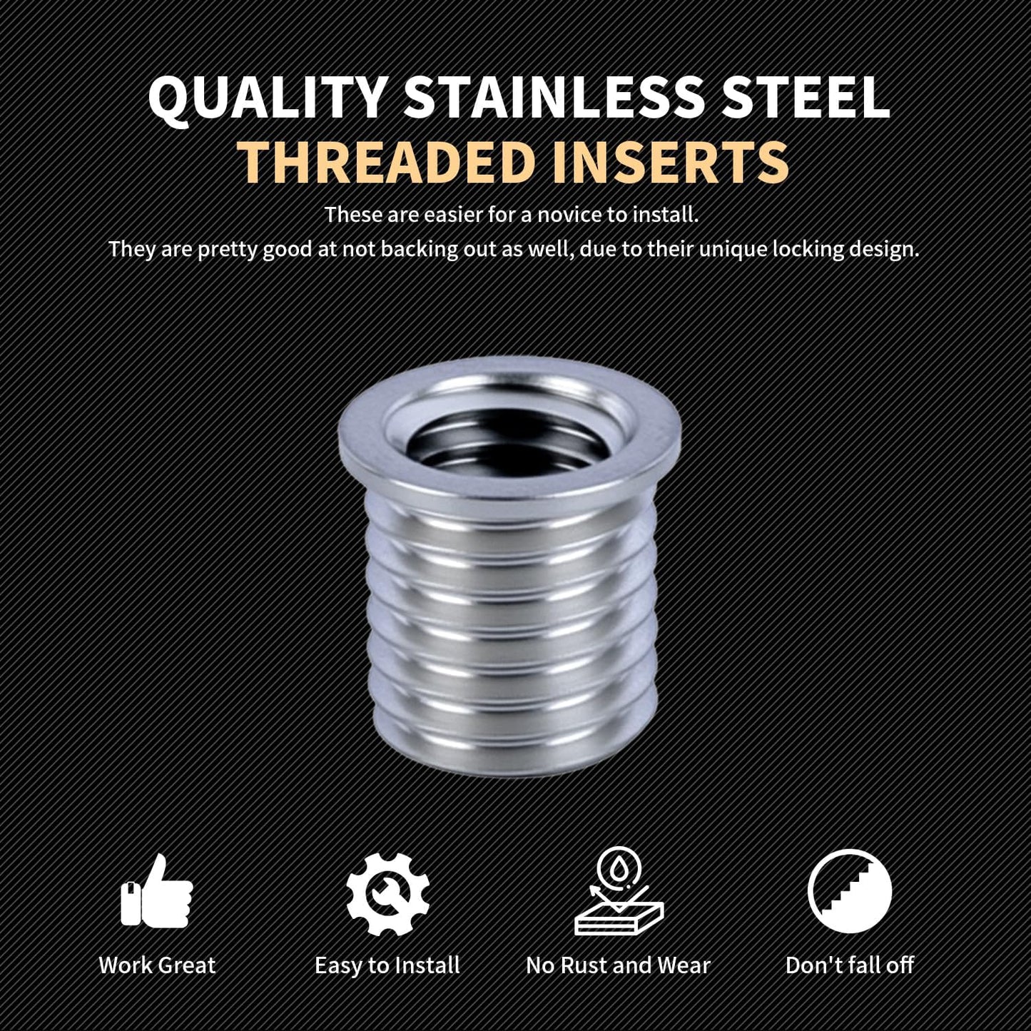 SENNMONN 3/8-16 SAE Thread Repair Kit with Insert HSS Drill, Tap, Counterbore, Installation Driver, 10PCS Stainless Steel Insert 3/8-16X0.520 INCH