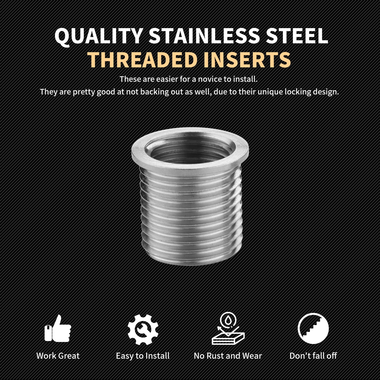 SENNMONN M12x1.25 Thread Repair Kit with Insert HSS Drill, Tap, Counterbore, Installation Driver, Metric, 10PCS Stainless Steel Insert M12X1.25X15MM