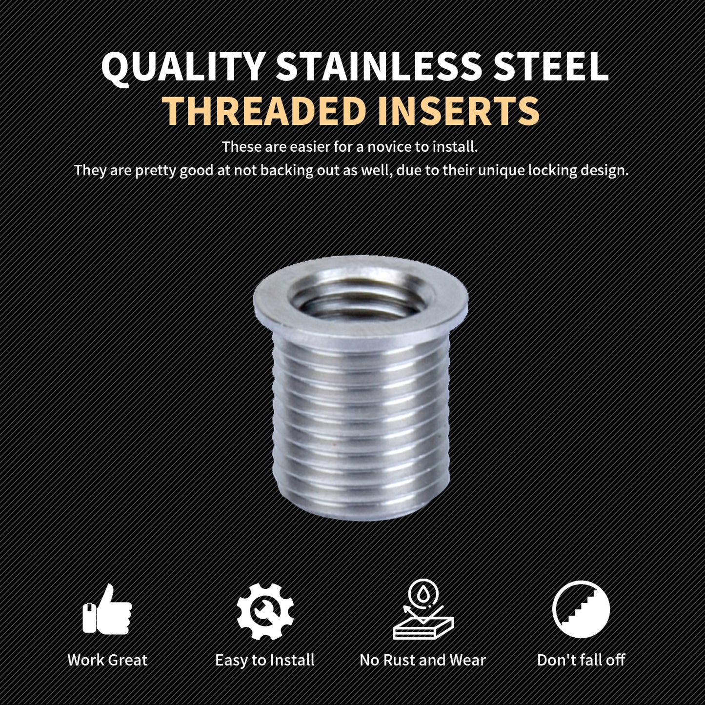 SENNMONN M8X1.0 Thread Repair Kit with Insert HSS Drill, Tap, Counterbore, Installation Driver, Metric, 10PCS Stainless Steel Insert M8X1.0X11.7MM