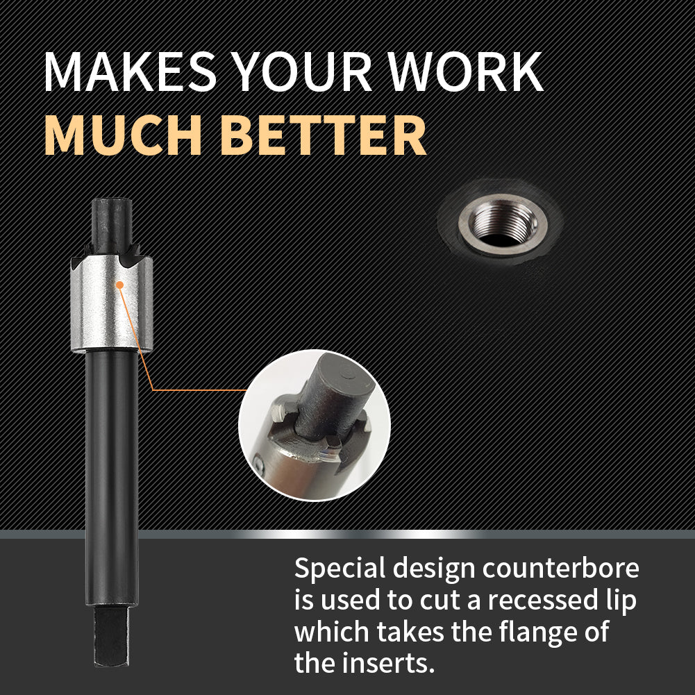 SENNMONN M5X0.8 Thread Repair Kit with Insert HSS Drill, Tap, Counterbore, Installation Driver, Metric, 10PCS Stainless Steel Insert M5X0.8X7.6MM